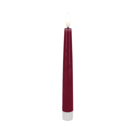 Echtwachs-LED-Dinnerkerze |Candela| Bordeaux-rot 26cm Doppelpack
