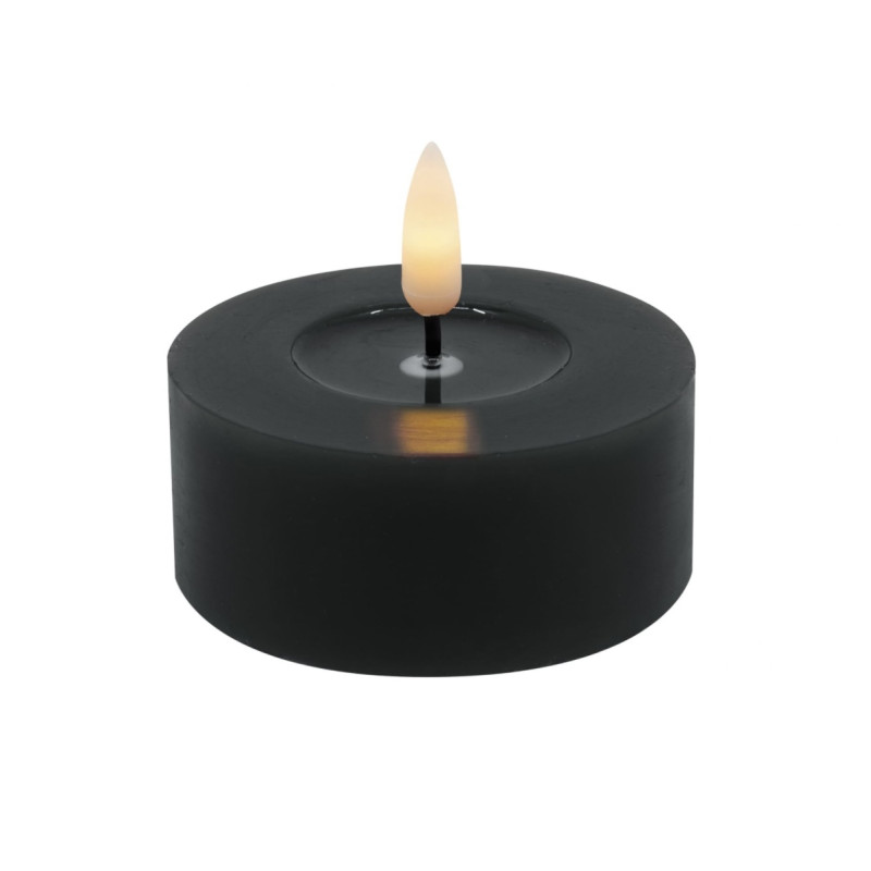 Echtwachs-LED-Teelicht maxi |Candela| schwarz 6,8cm Doppelpack