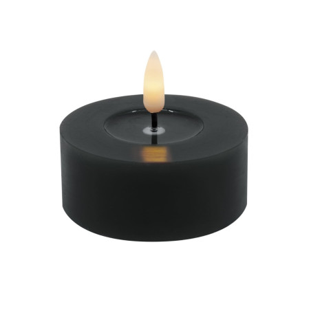 Echtwachs-LED-Teelicht maxi |Candela| schwarz 6,8cm Doppelpack