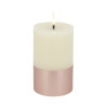 LED-Stumpenkerze mit Metallsockel|Candela| Creme-weiß Roségold D7,5cm H12cm
