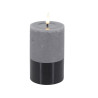 LED-Stumpenkerze mit Metallsockel|Candela| Grau Schwarz D7,5cm H12cm