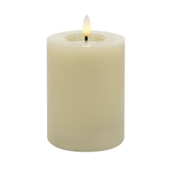 Echtwachs-LED-Stumpenkerze |Candela| Creme-weiß 10cm