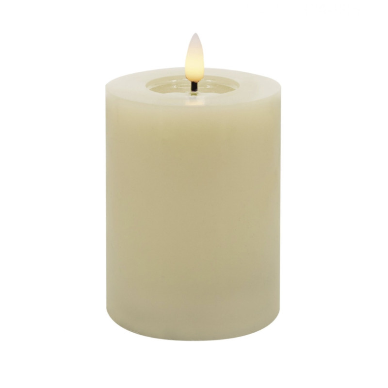 Echtwachs-LED-Stumpenkerze |Candela| Creme-weiß 10cm
