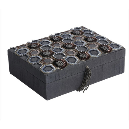 Schmuckbox Clara handbestickt grau
