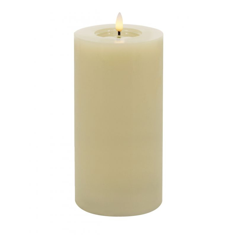 Echtwachs-LED-Stumpenkerze |Candela| Creme-weiß 10x20cm