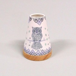 Glowing Candle Holder Vintage Style Puri | Mandala-Eule blau