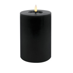 Echtwachs-LED-Stumpenkerze |Candela| schwarz 15cm