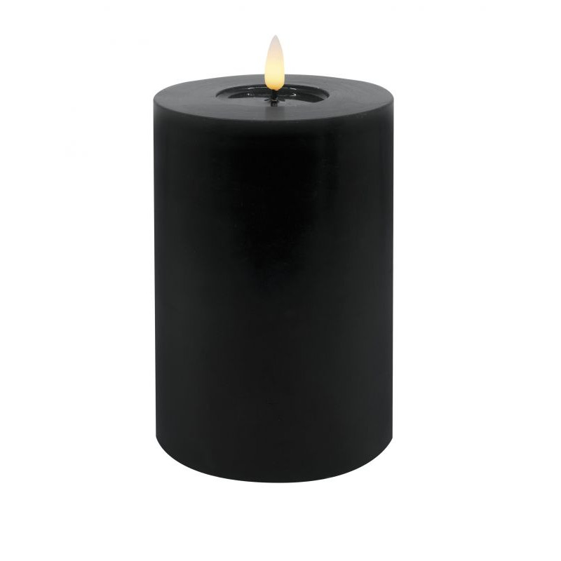 Echtwachs-LED-Stumpenkerze |Candela| schwarz 15cm
