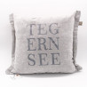 Zierkissen Chenillesamt bestickt "TEGERNSEE" 45x45 | hellgrau