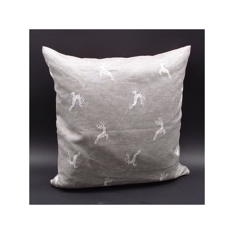 Edles Zierkissen Jacquard Hirsch 40x40cm | Taupe