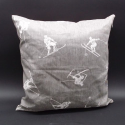 Edles Zierkissen Jacquard Schifahrer Toni 40x40cm | Taupe Mokka