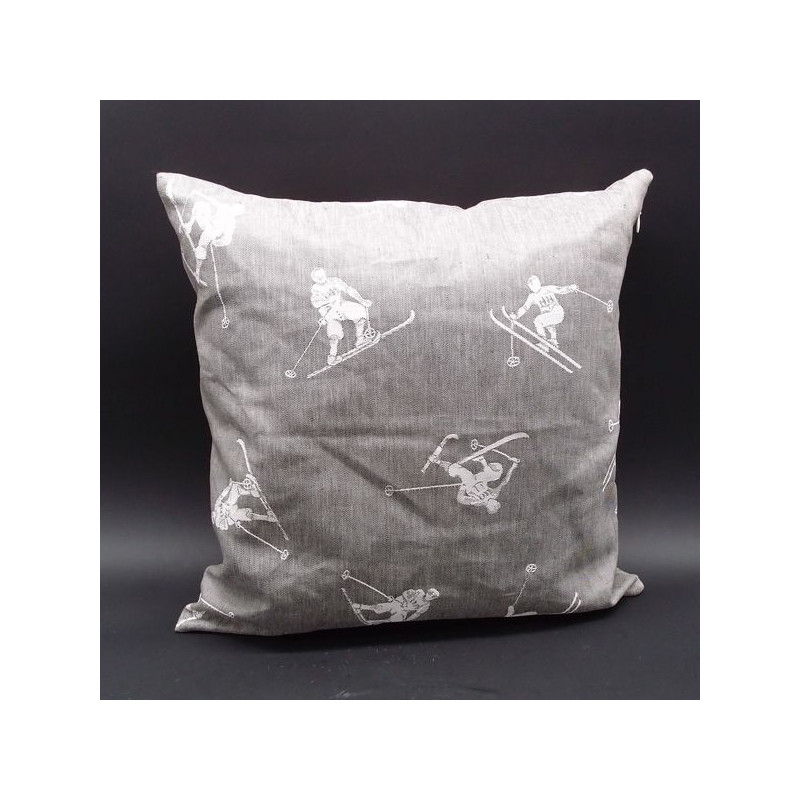 Edles Zierkissen Jacquard Schifahrer Toni 40x40cm | Taupe Mokka