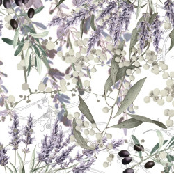 Tischdecke Mitteldecke 115x115cm Parfum de lavande mauve |Garnier Thiebaut