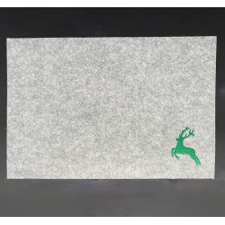 Filz-Platzset Hellgrau bestickt Hirsch
