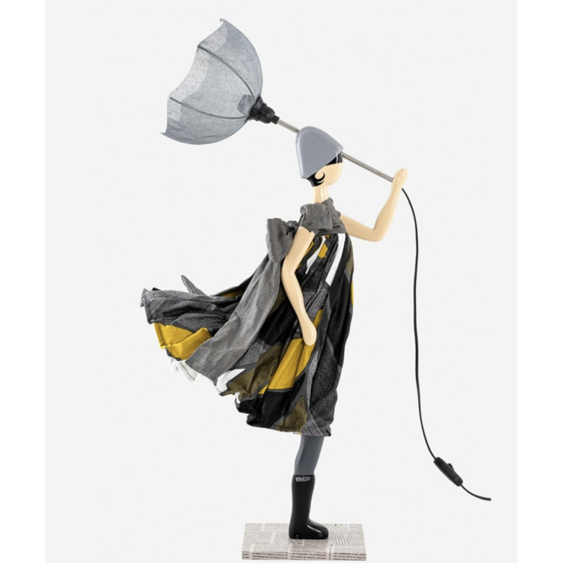 Puppe Holz exklusiv handmade Ginko braun Tischleuchte Tischlampe Skitso