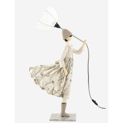 Puppe Holz exklusiv handmade Ginko braun Tischleuchte Tischlampe Skitso