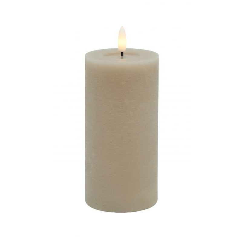 Echtwachs-LED-Stumpenkerze |Candela| Sand-Rustic-Melting 15cm