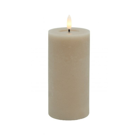 Echtwachs-LED-Stumpenkerze |Candela| Sand-Rustic-Melting 15cm