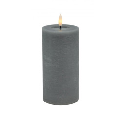 Echtwachs-LED-Stumpenkerze |Candela| Grey-Rustic-Melting 15cm