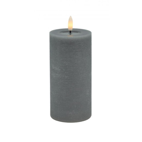 Echtwachs-LED-Stumpenkerze |Candela| Grey-Rustic-Melting 15cm