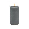 Echtwachs-LED-Stumpenkerze |Candela| Grey-Rustic-Melting 15cm