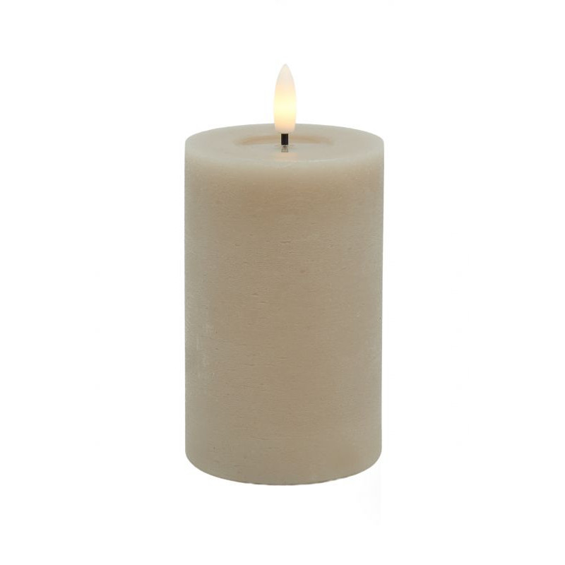 Echtwachs-LED-Stumpenkerze |Candela| Sand-Rustic-Melting 10cm