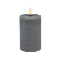Echtwachs-LED-Stumpenkerze |Candela| Grey-Rustic-Melting 10cm