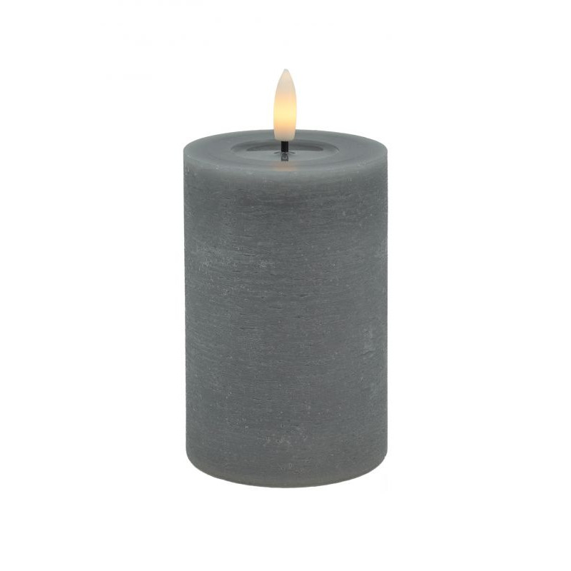 Echtwachs-LED-Stumpenkerze |Candela| Grey-Rustic-Melting 10cm