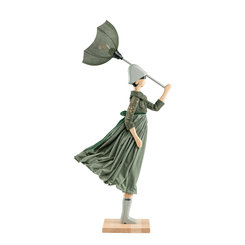 Puppe Holz exklusiv handmade Ginko braun Tischleuchte Tischlampe Skitso