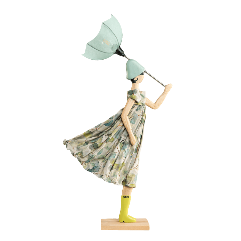Puppe Holz exklusiv handmade Ginko braun Tischleuchte Tischlampe Skitso
