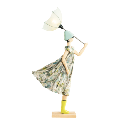 Puppe Holz exklusiv handmade Ginko braun Tischleuchte Tischlampe Skitso