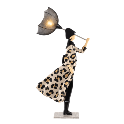 Puppe Holz exklusiv handmade Ginko braun Tischleuchte Tischlampe Skitso