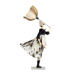 Puppe Holz exklusiv handmade Ginko braun Tischleuchte Tischlampe Skitso