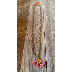natur Holz perlen rose braun gold halskette necklace the moshi