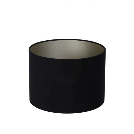 Lampenschirm modern Zylinder Veloursamt schwarz-taupe| Light&Living