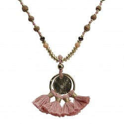 natur Holz perlen rose braun gold halskette necklace the moshi