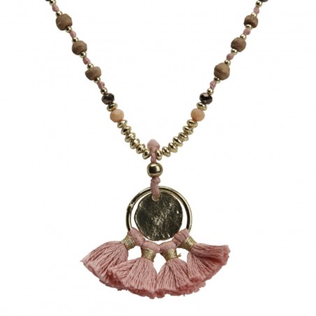 natur Holz perlen rose braun gold halskette necklace the moshi