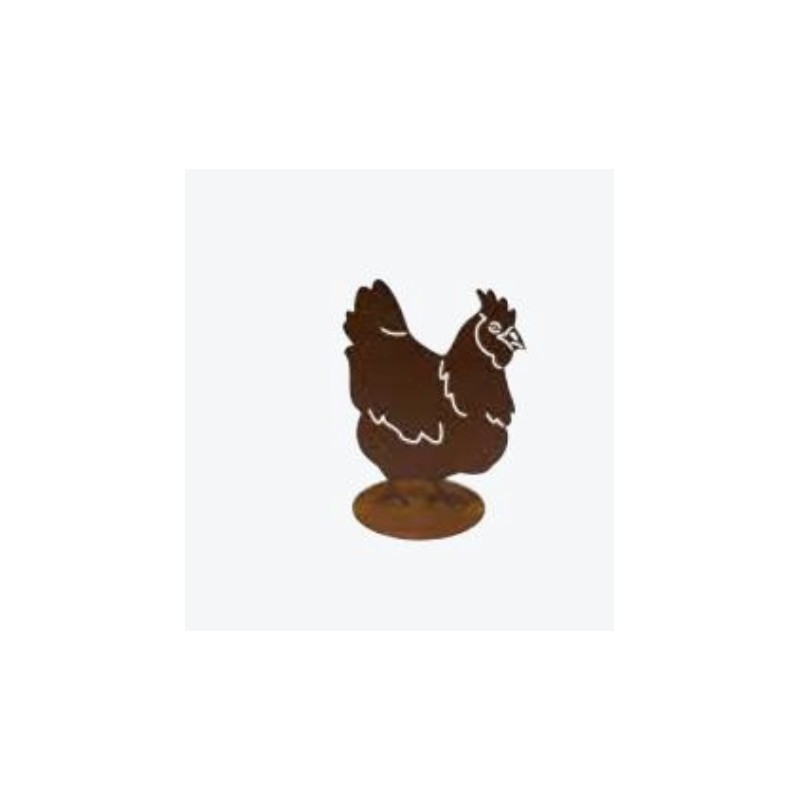 Edelrost Huhn auf Platte "Agnes"