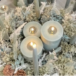 Echtwachs-LED-Stumpenkerze |Deluxe Homeart| salbeigrün 10cm