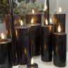 Echtwachs-LED-Stumpenkerze | Deluxe Homeart | schwarz 10cm