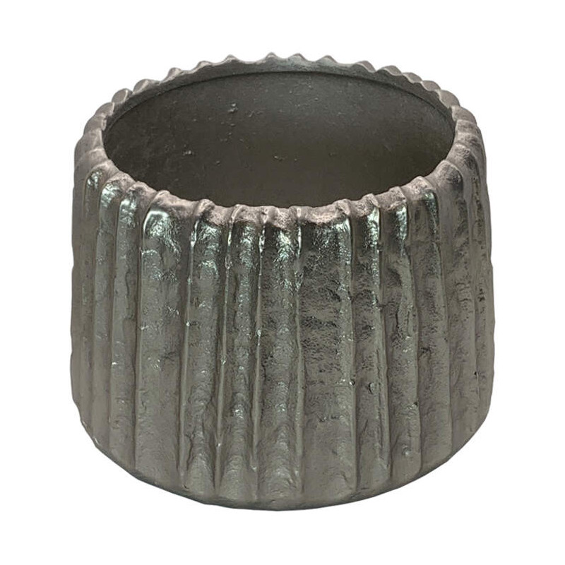 Dekogefäß Vase Übertopf | Alu Silber matt