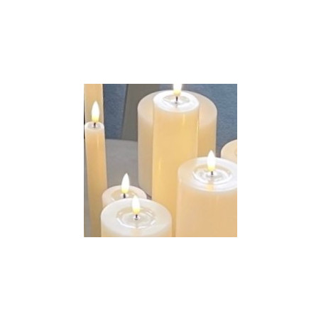 Echtwachs-LED-Stumpenkerze | Deluxe Homeart | creme-weiß 12,5cm