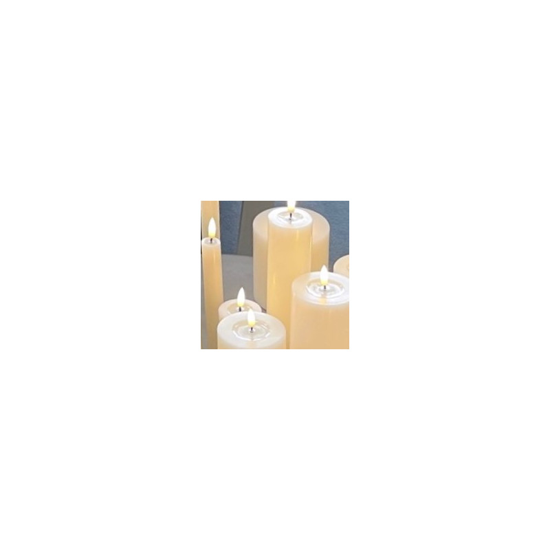 Echtwachs-LED-Stumpenkerze | Deluxe Homeart | creme-weiß 10cm
