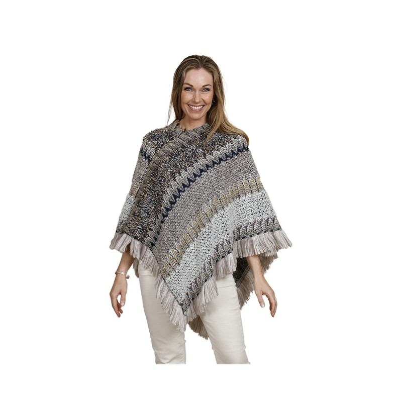 Poncho Strick the moshi grau grey Mix natur Margaret Winter 2022