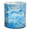 Windlicht Maritim mit Fische | Votivlicht blau-silber
