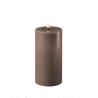 Echtwachs-LED-Stumpenkerze |Deluxe Homeart| Mokka-braun 15cm