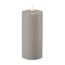 LED-Stumpenkerze Outdoor|Deluxe Homeart| grau 15cm