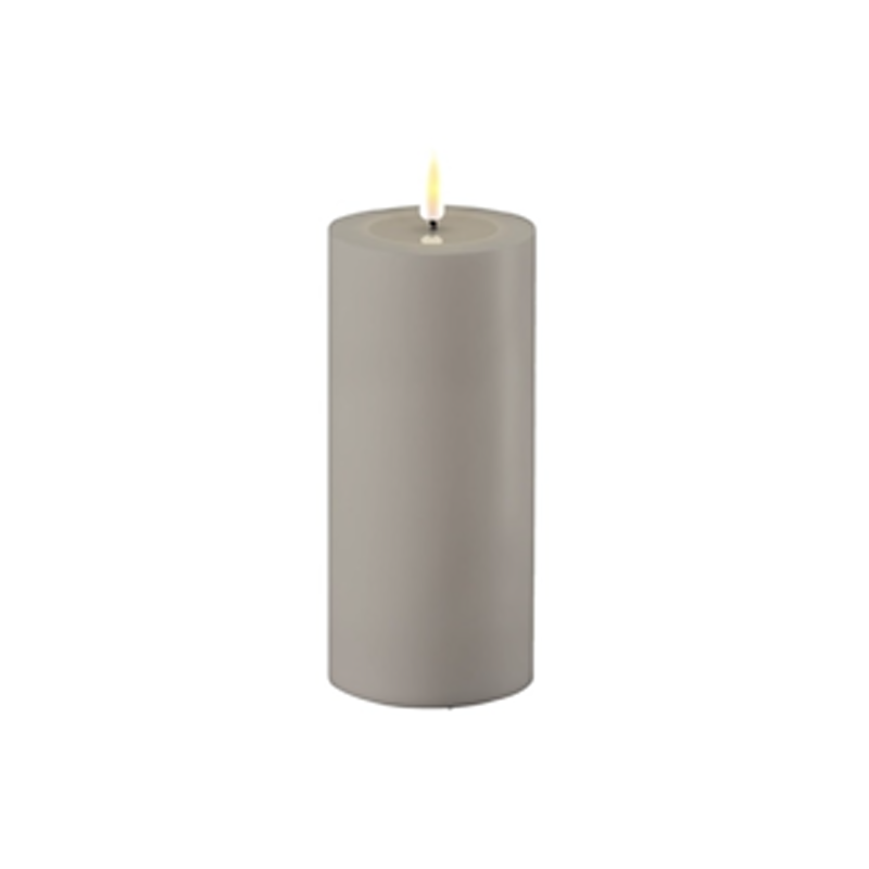 LED-Stumpenkerze Outdoor|Deluxe Homeart| grau 15cm