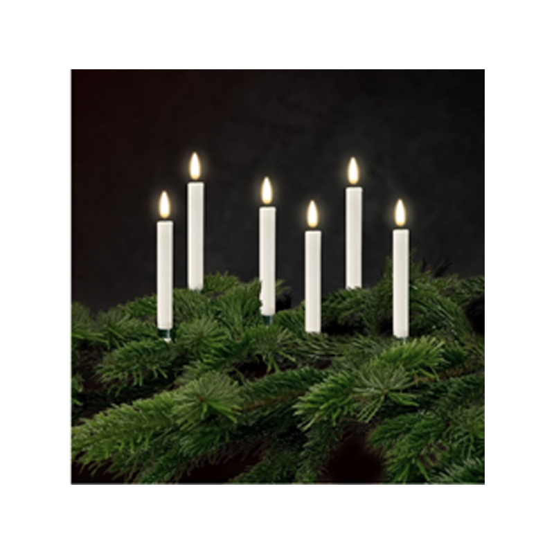 Weihnachtsbaumkerzen Echtwachs-LED |Deluxe Homeart| weiß 6St.