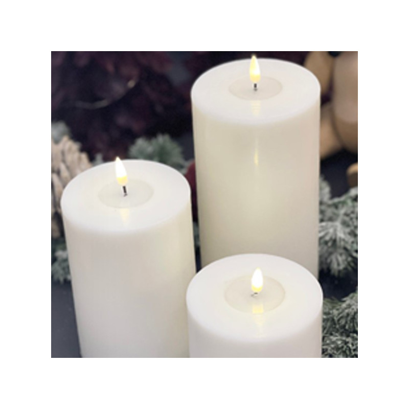 Echtwachs-LED-Stumpenkerze |Deluxe Homeart| weiß D10cm H15cm